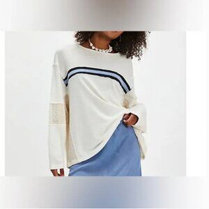 Free People NWT Oversized We The Free La Playa Tee Ivory Combo size XS